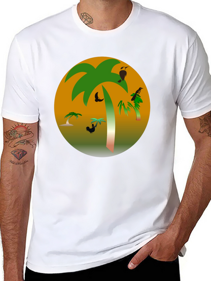 Tropical Palm Tree Graphic Black T-Shirt
