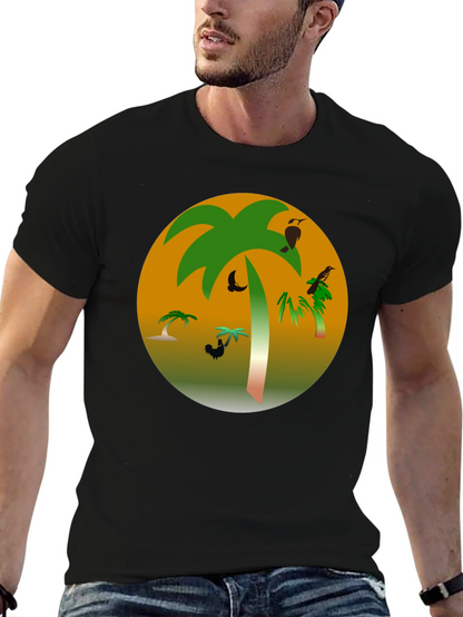 Tropical Palm Tree Graphic Black T-Shirt