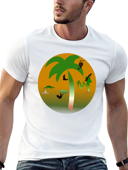 Tropical Palm Tree Graphic Black T-Shirt