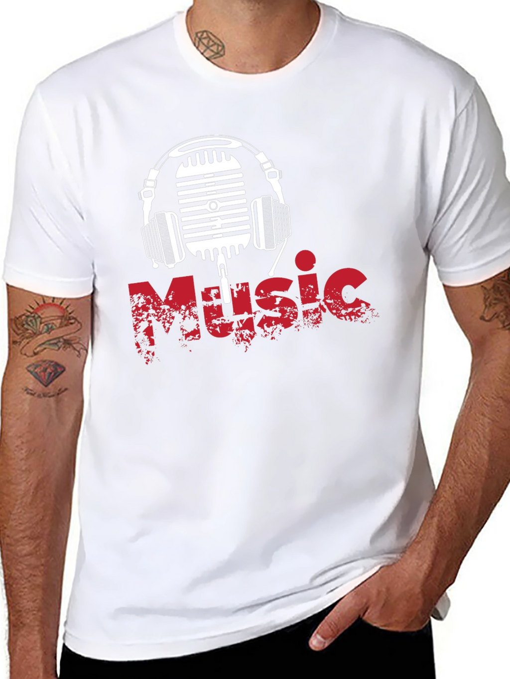 Music Vibes Tee: Retro Mic & Headphones Graphic