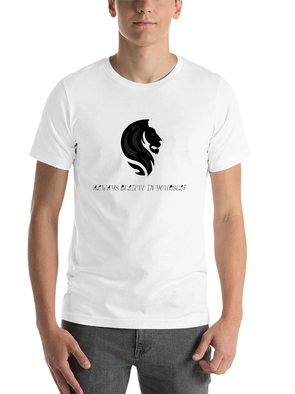 Lion Graphic Black T-Shirt - Believe in Yourself