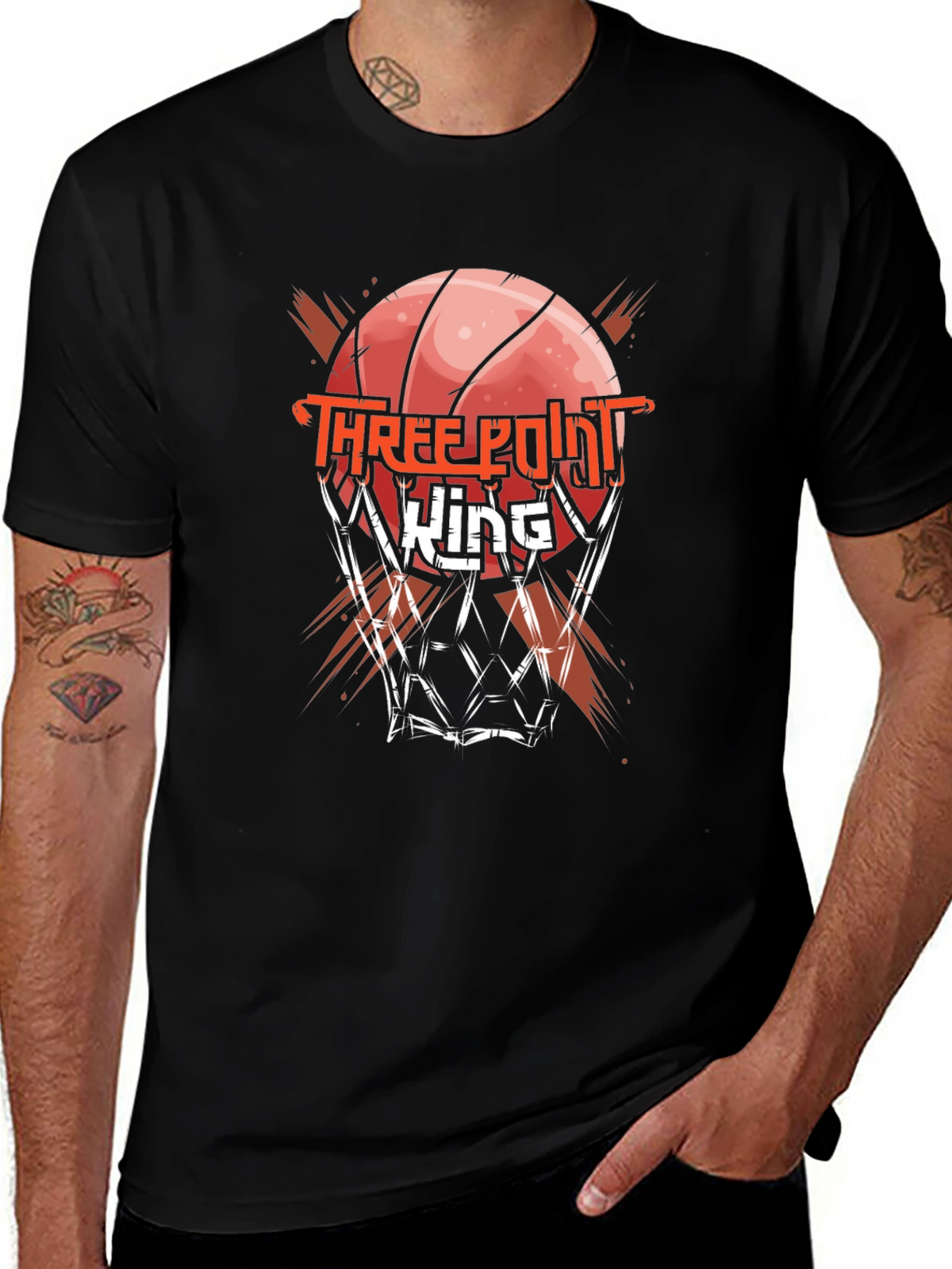 Three Point King Black Graphic T-Shirt