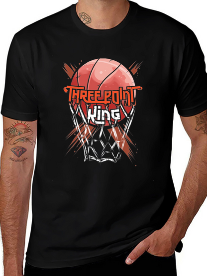 Three Point King Black Graphic T-Shirt