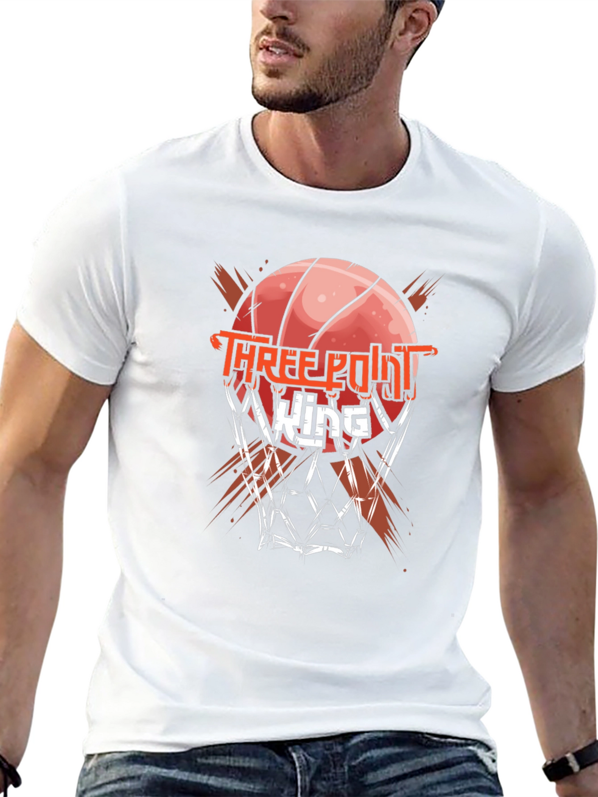 Three Point King Black Graphic T-Shirt