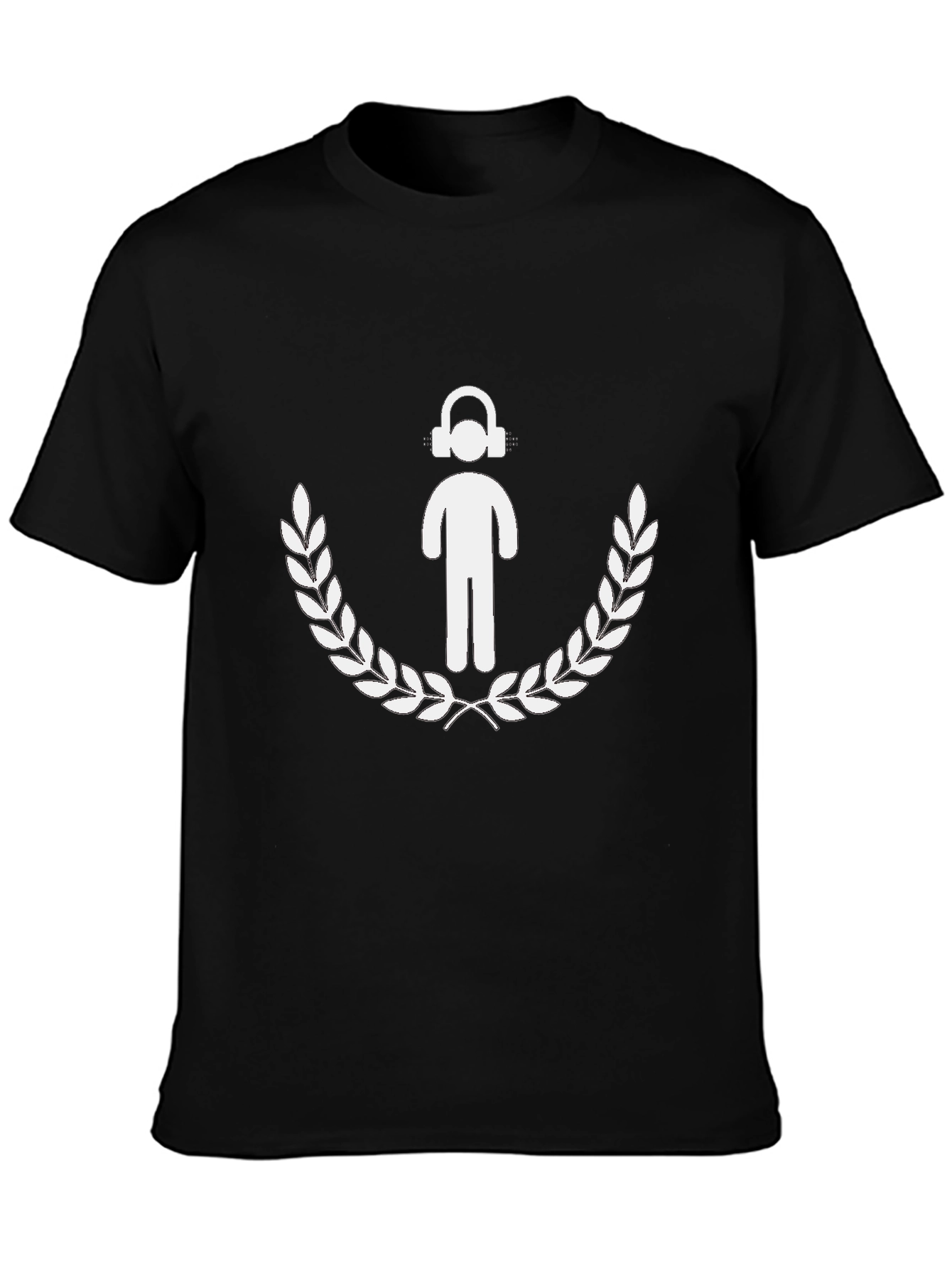 DJ Man Laurel Wreath Graphic Tee - Black Cotton T-Shirt