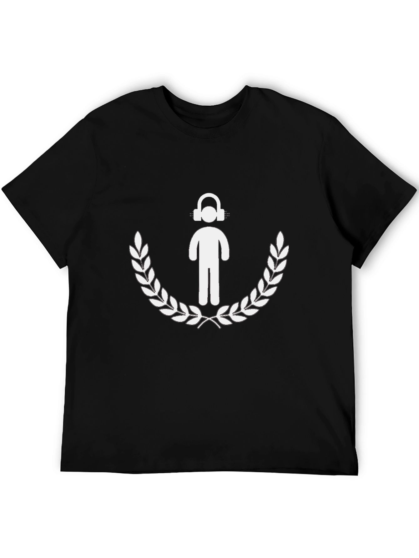 DJ Man Laurel Wreath Graphic Tee - Black Cotton T-Shirt
