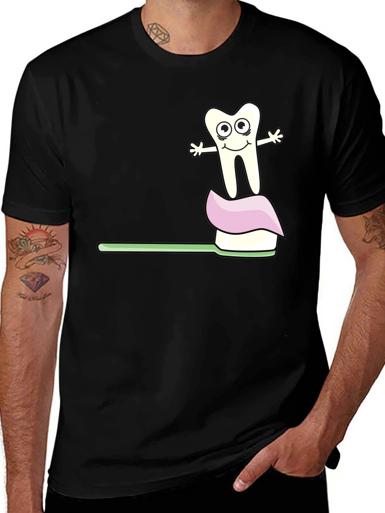 Dental Hygiene T-Shirt Funny Toothbrush and Tooth Tee