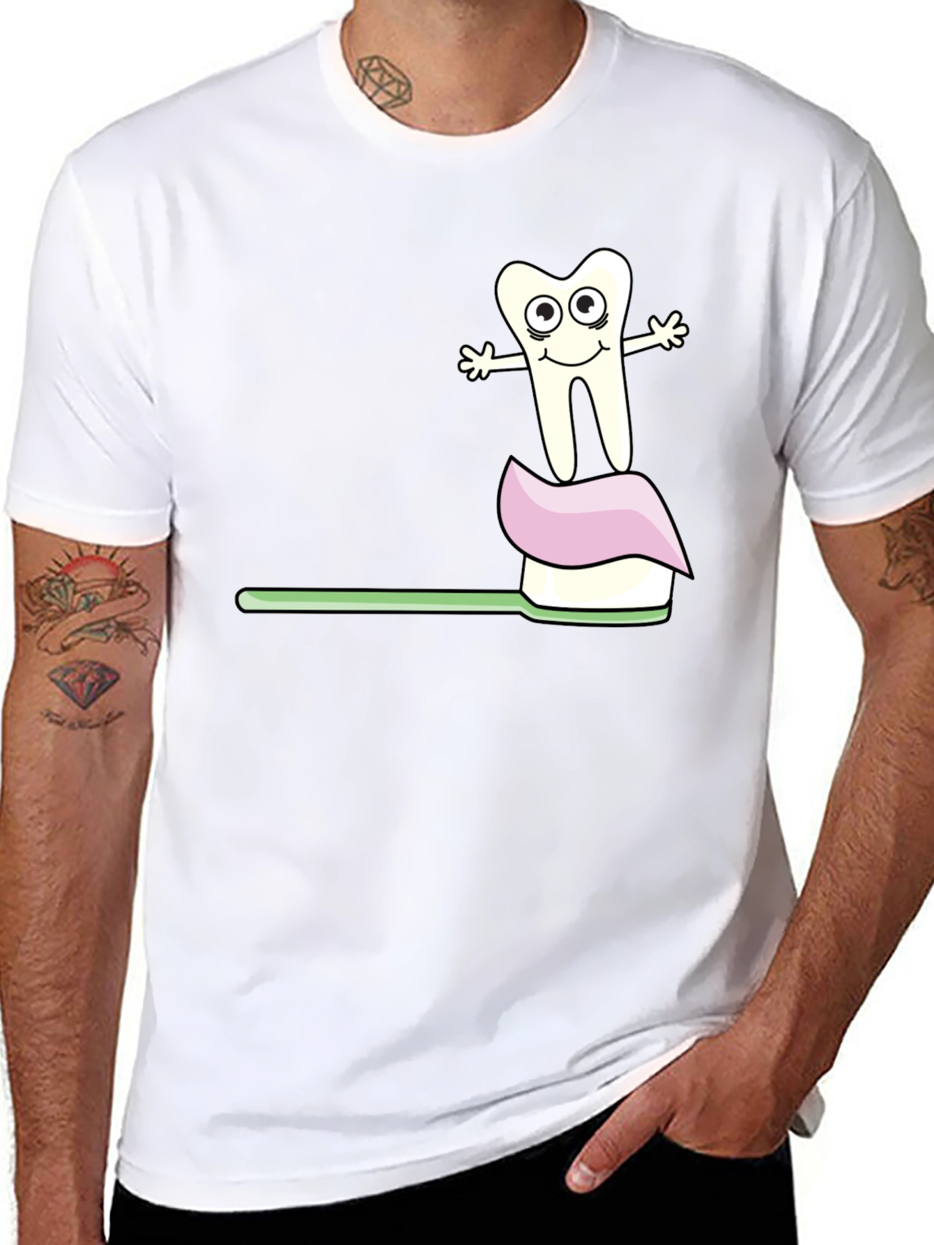 Dental Hygiene T-Shirt Funny Toothbrush and Tooth Tee