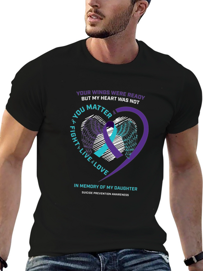 Suicide Awareness T-Shirt - Wings & Heart