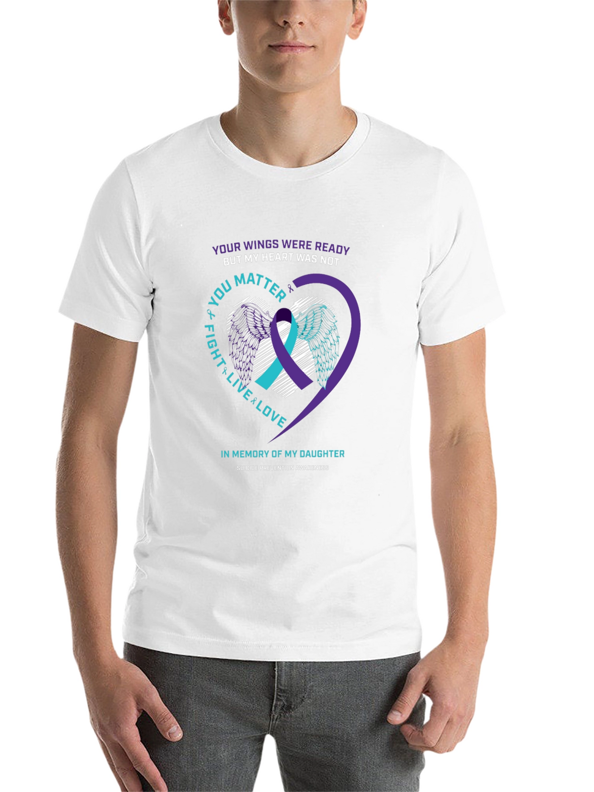 Suicide Awareness T-Shirt - Wings & Heart