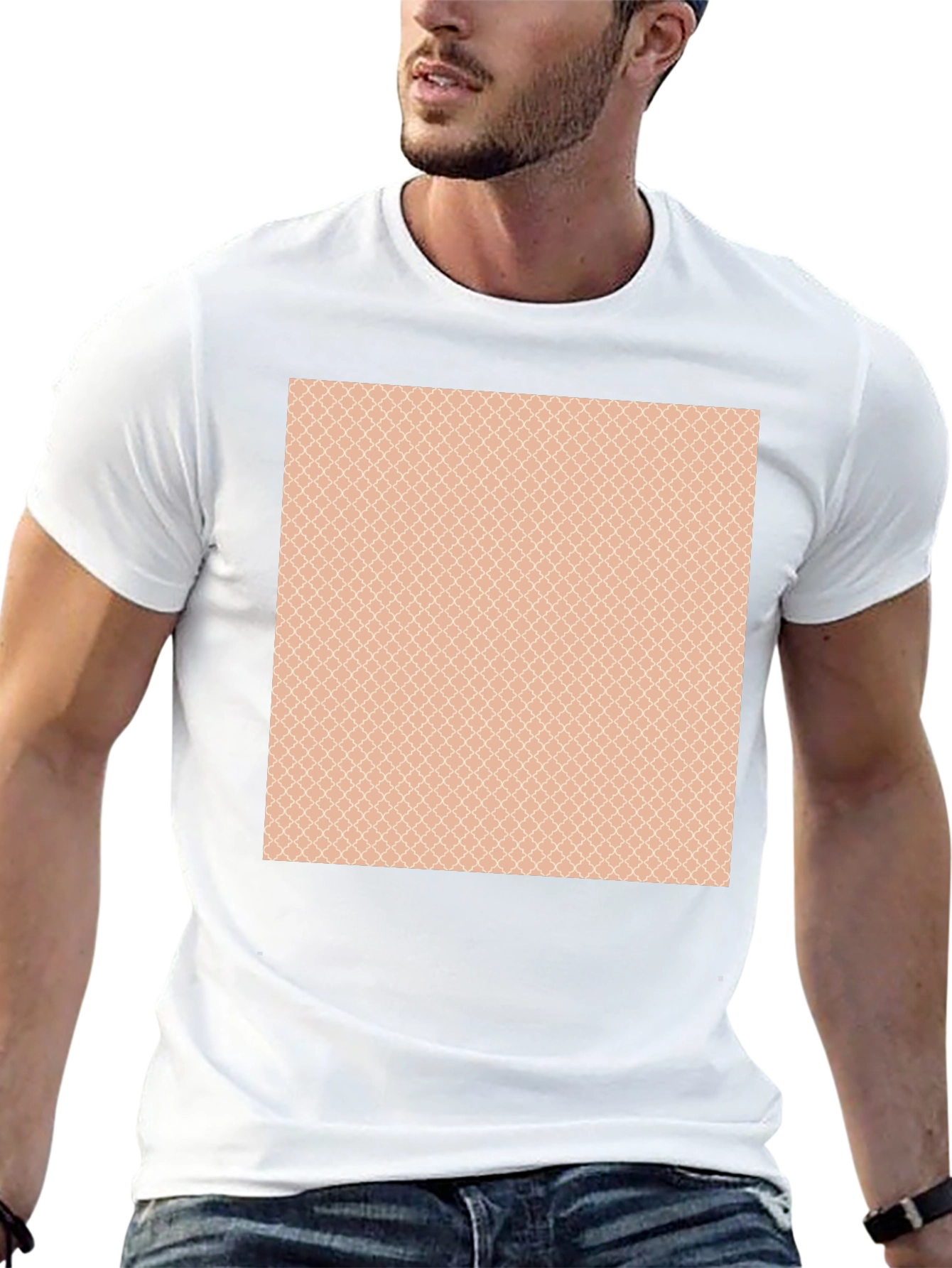 Stylish Black T-Shirt with Patterned Chest Design