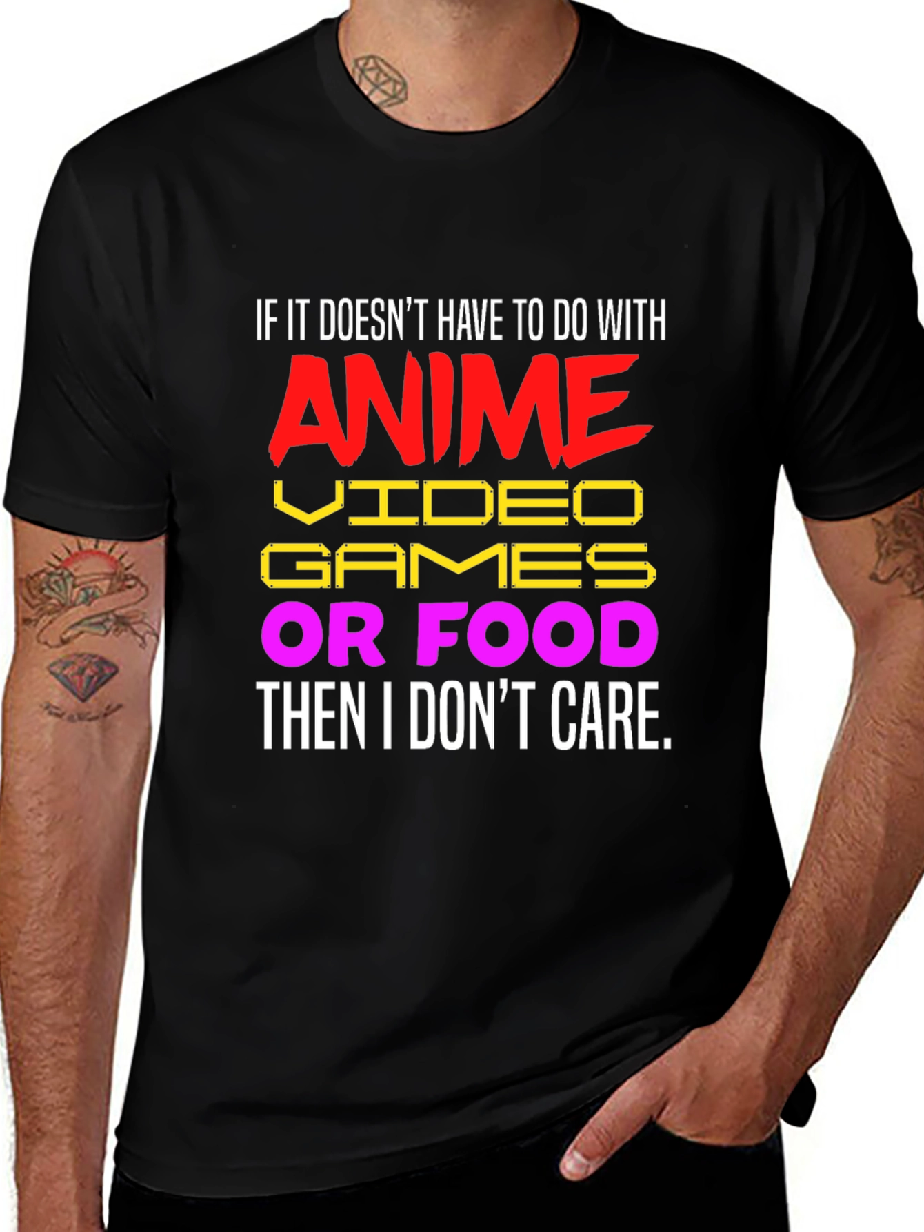 Anime Video Games Food T-Shirt - I Dont Care Funny Tee