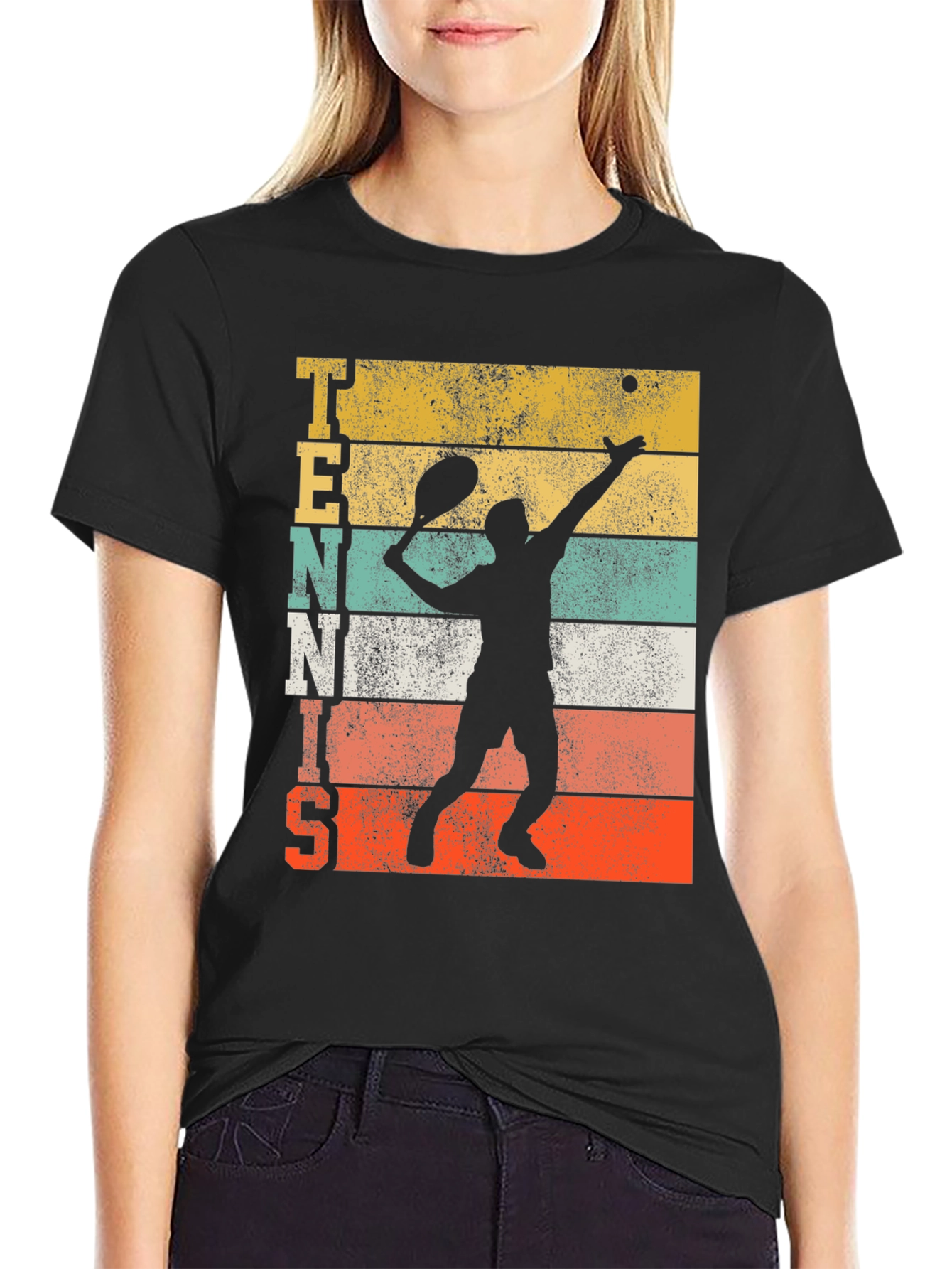 Retro Tennis Player Graphic Tee - Vintage Style Sport Shirt