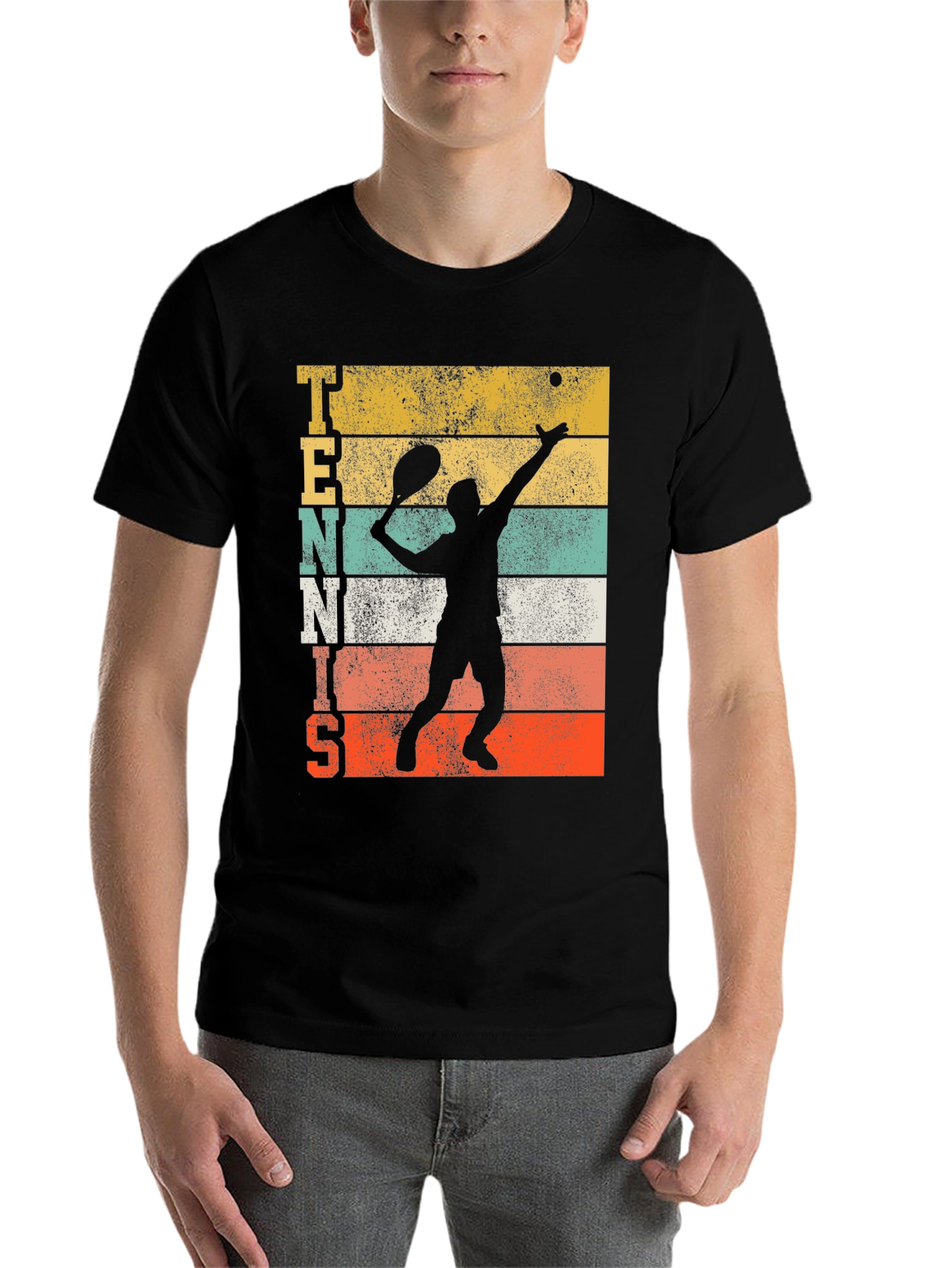 Retro Tennis Player Graphic Tee - Vintage Style Sport Shirt