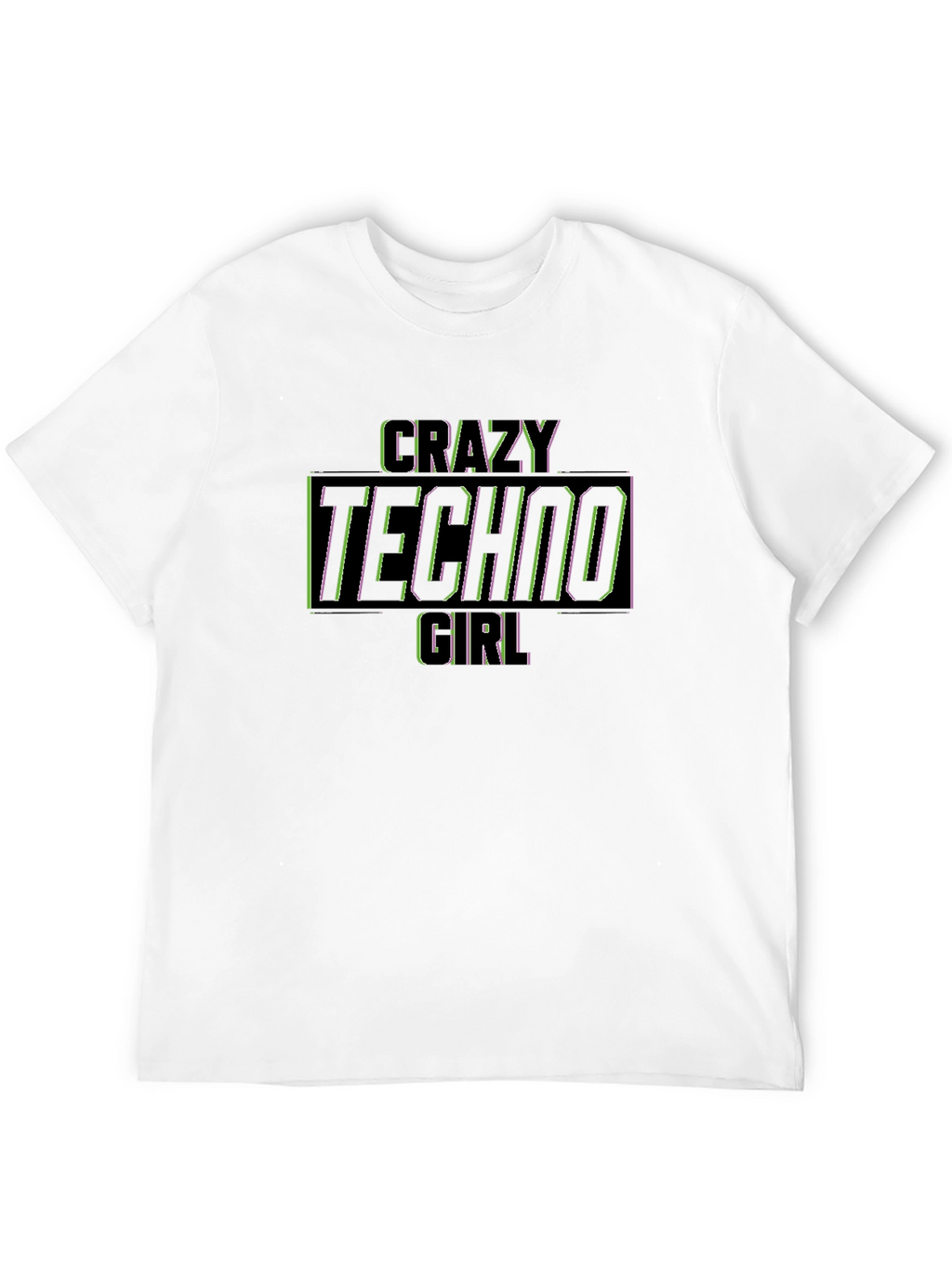 Crazy Techno Girl Graphic Black T-Shirt