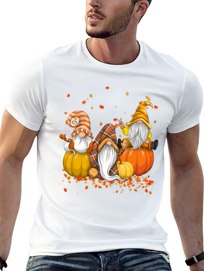 Fall Gnomes T-Shirt - Autumn Pumpkin Design