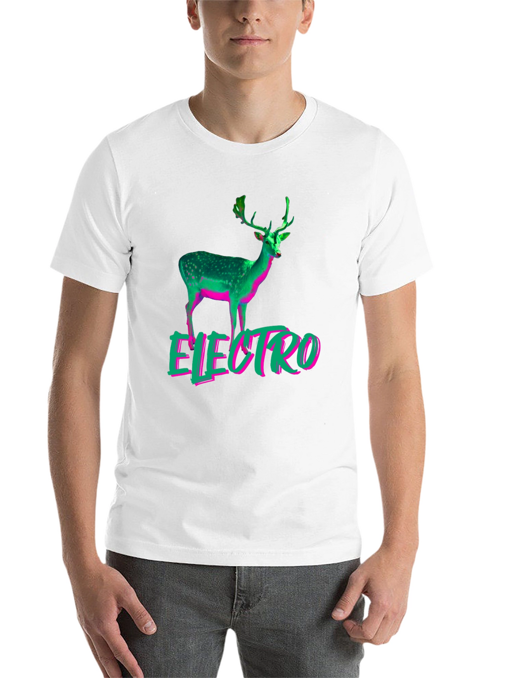 Electro Deer Graphic Tee - Stylish Mens Black T-Shirt
