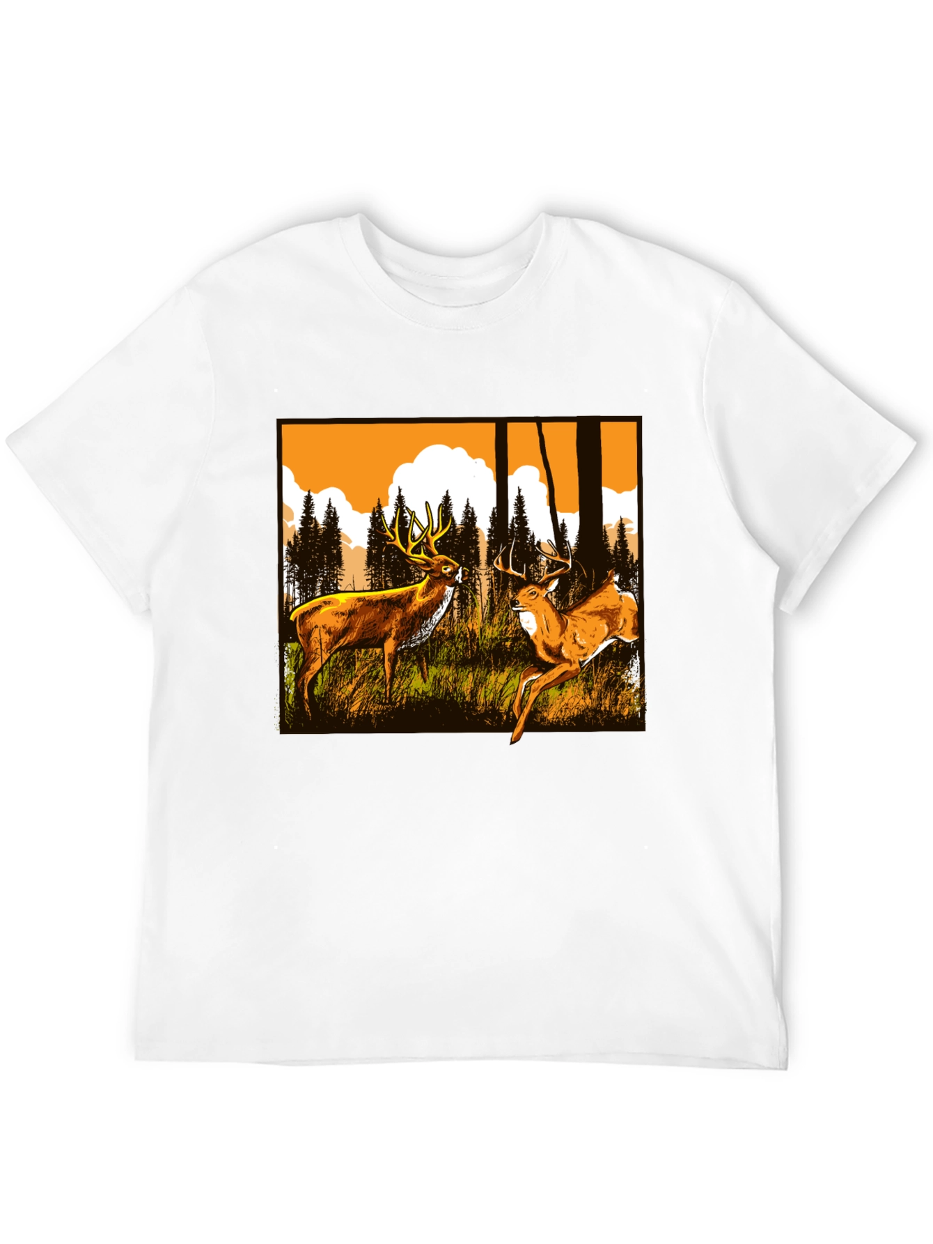 Deer Graphic Tee - Wildlife Forest Design