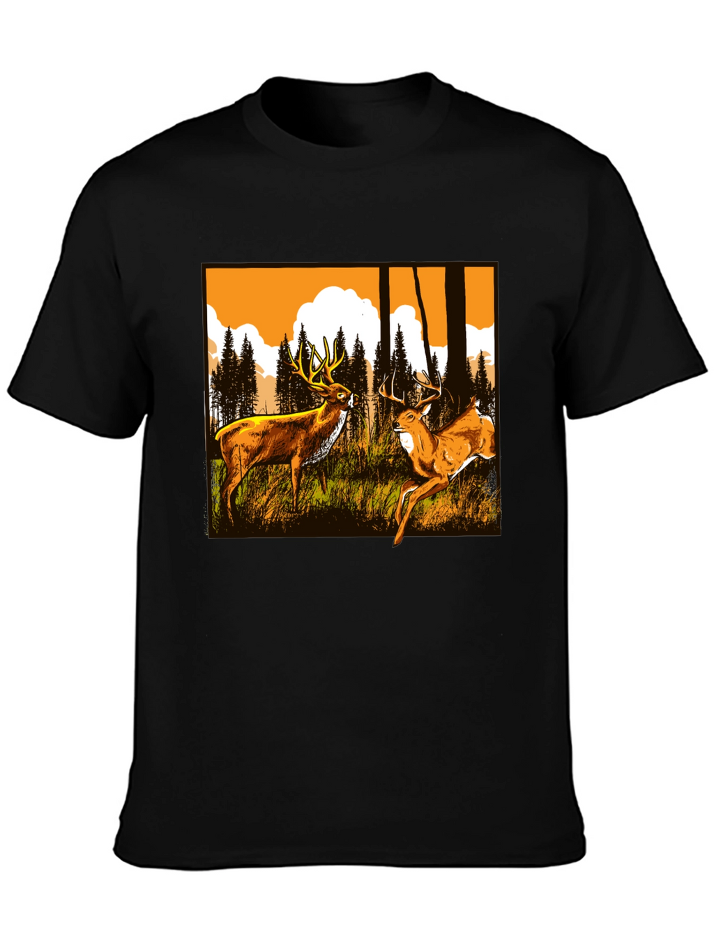 Deer Graphic Tee - Wildlife Forest Design