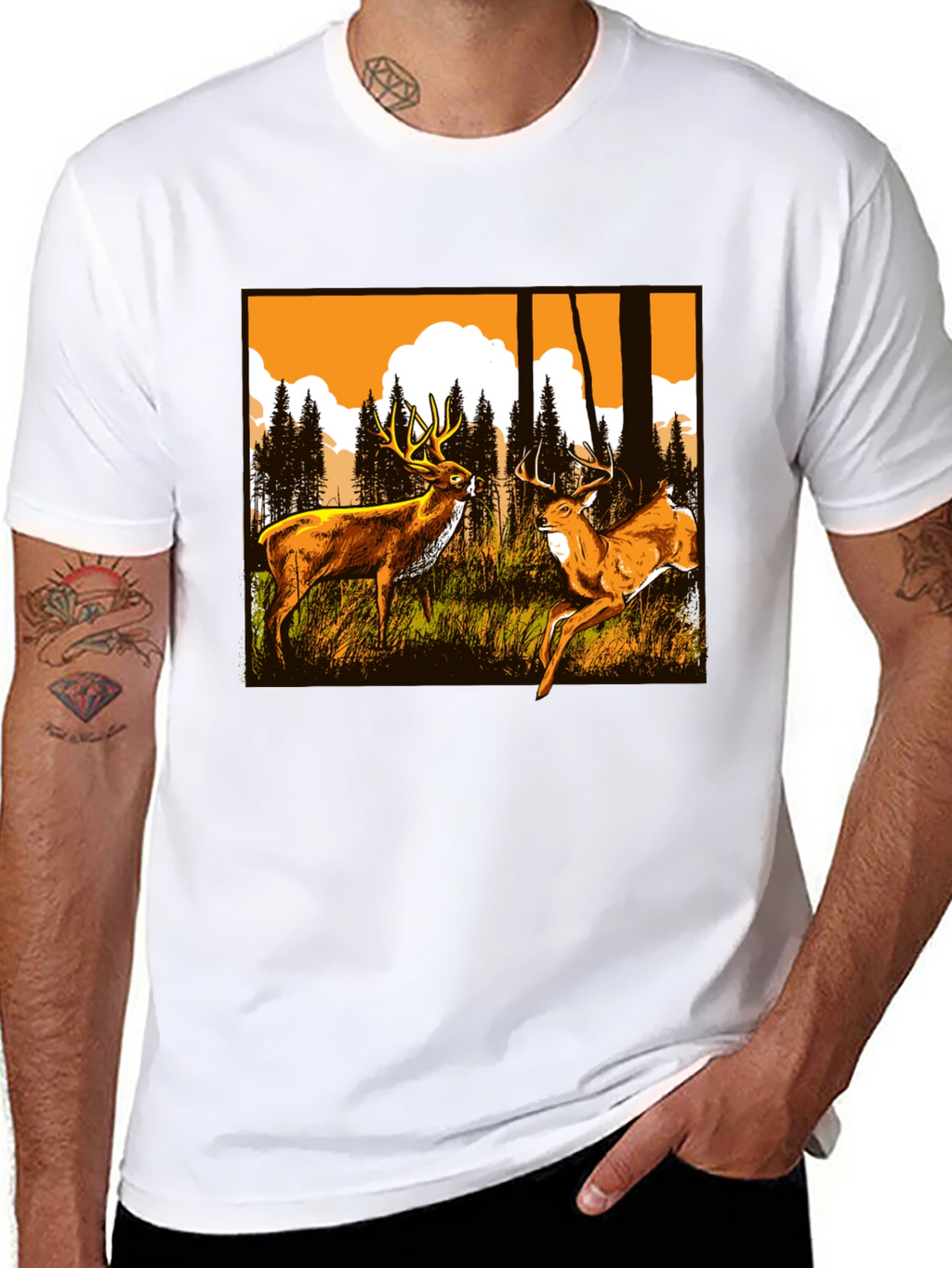 Deer Graphic Tee - Wildlife Forest Design
