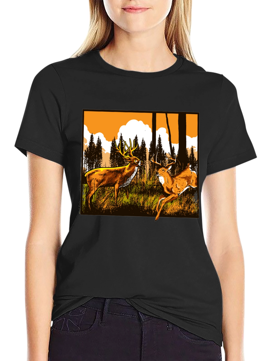 Deer Graphic Tee - Wildlife Forest Design