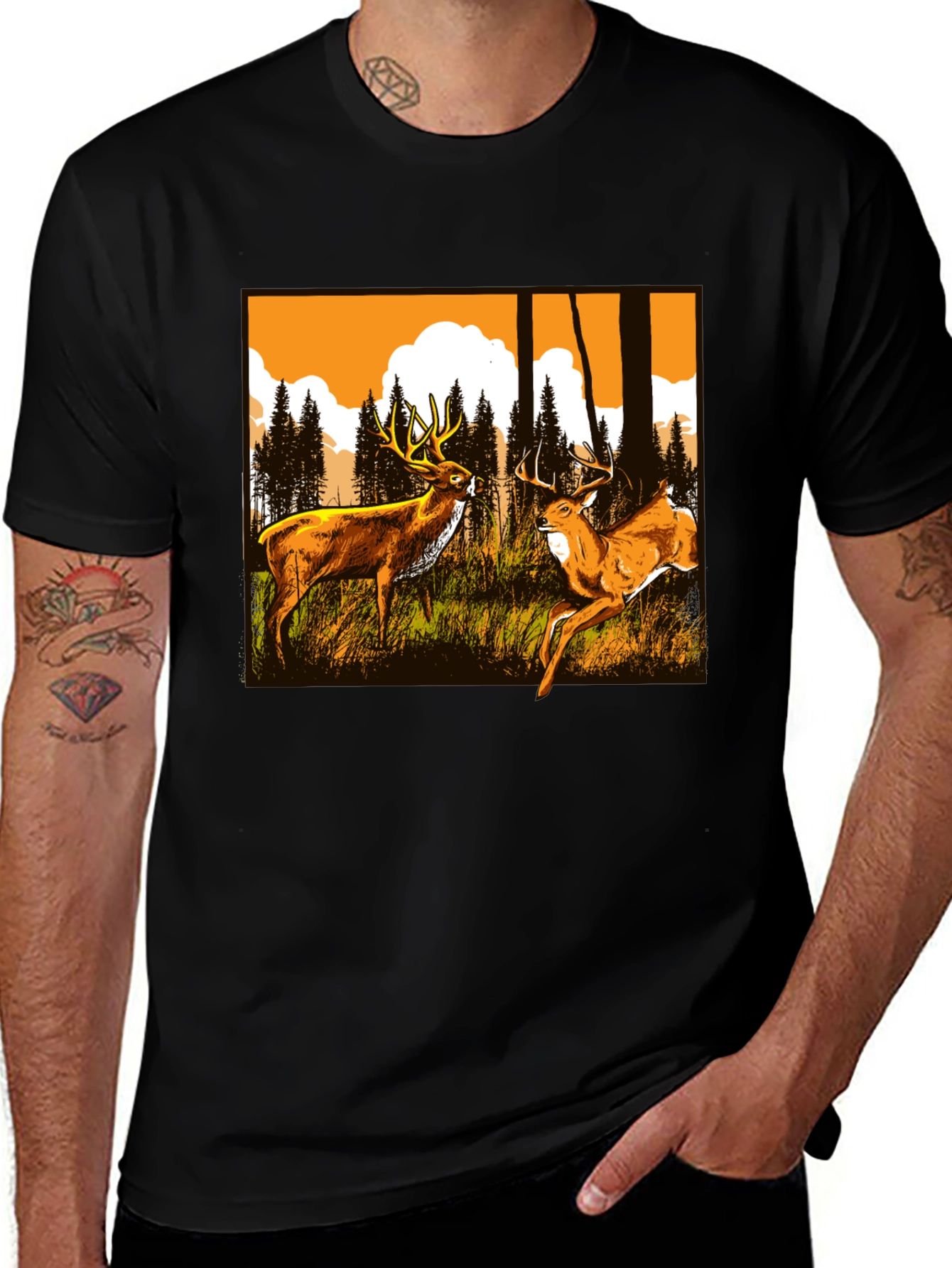 Deer Graphic Tee - Wildlife Forest Design