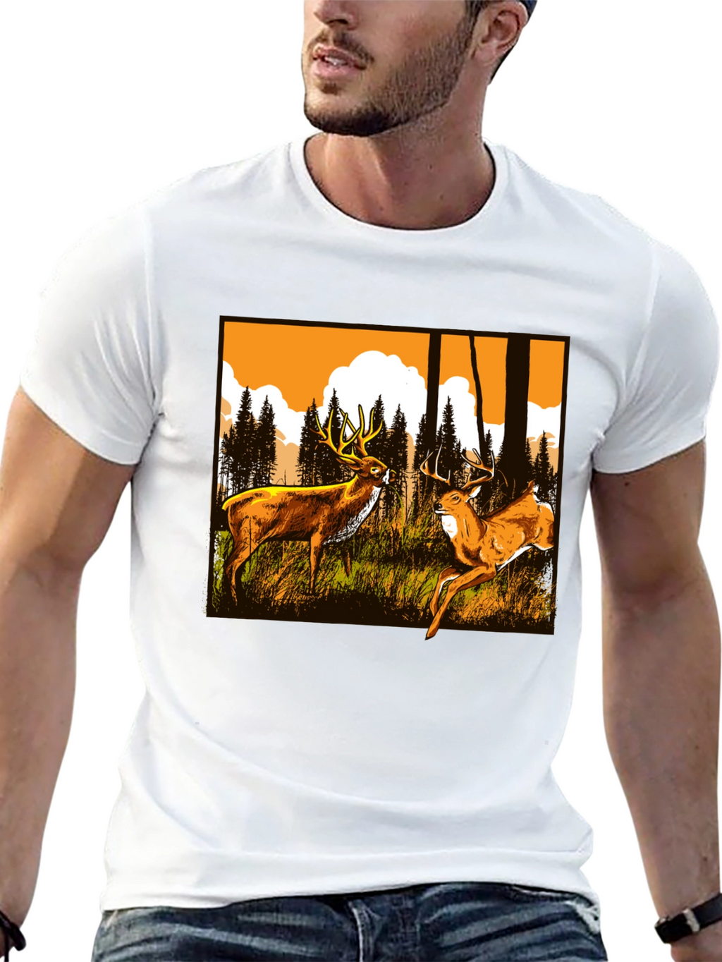 Deer Graphic Tee - Wildlife Forest Design
