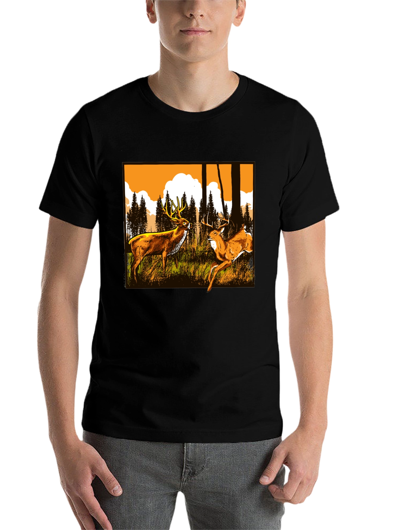 Deer Graphic Tee - Wildlife Forest Design