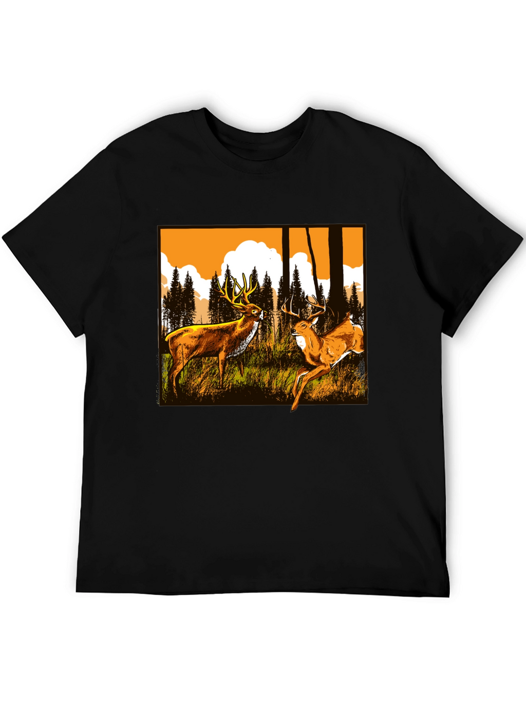Deer Graphic Tee - Wildlife Forest Design