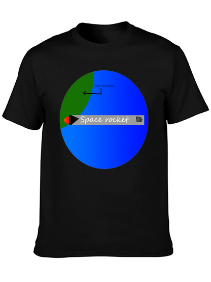 Space Rocket Graphic Black T-Shirt