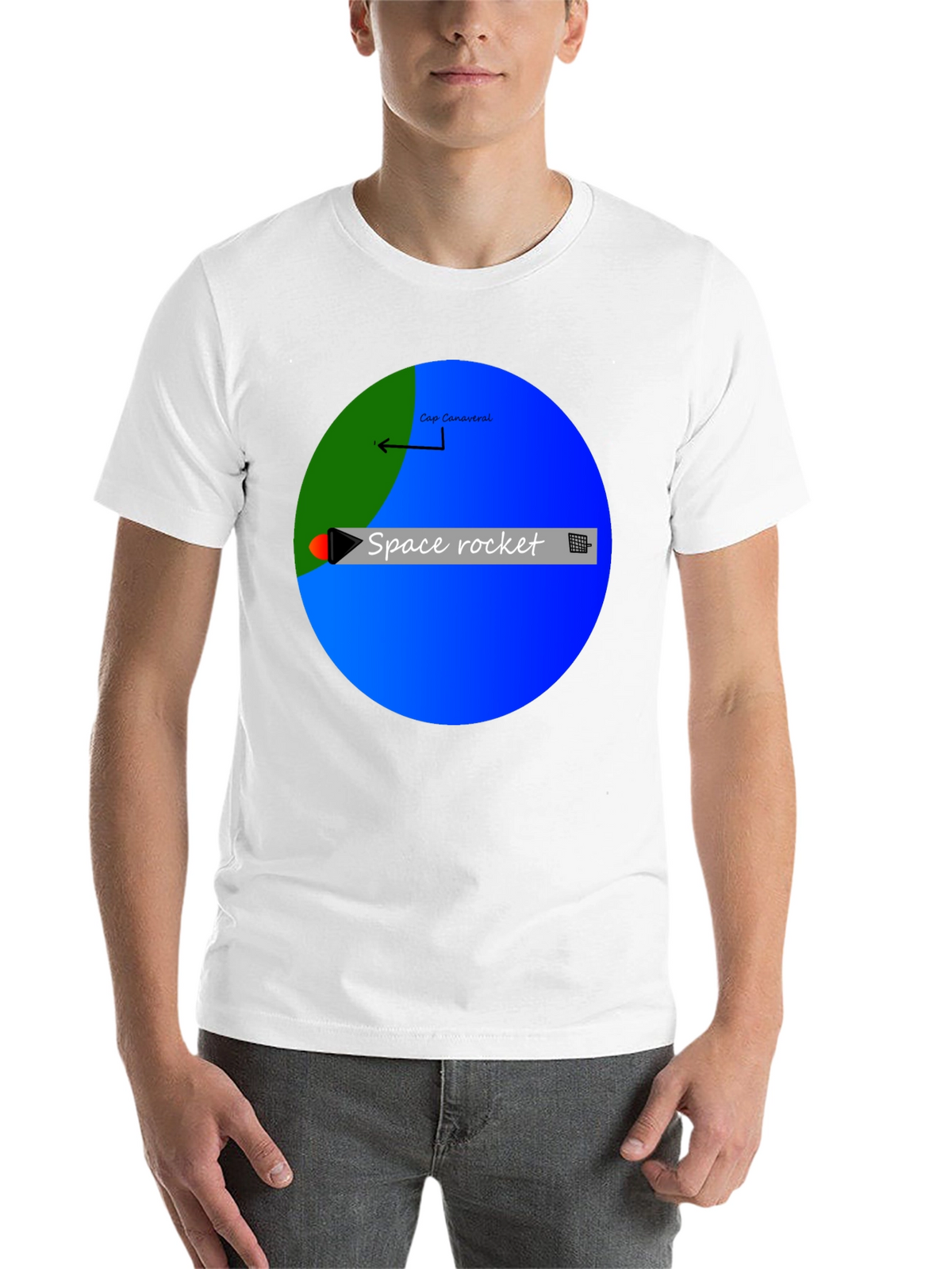 Space Rocket Graphic Black T-Shirt