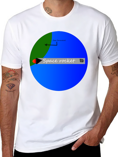 Space Rocket Graphic Black T-Shirt