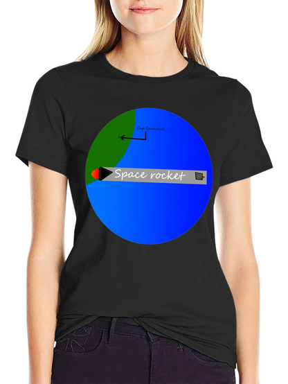 Space Rocket Graphic Black T-Shirt