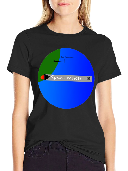Space Rocket Graphic Black T-Shirt