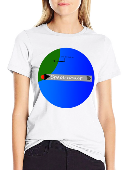 Space Rocket Graphic Black T-Shirt