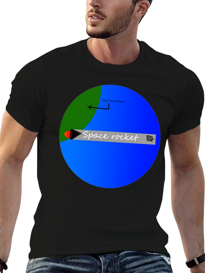 Space Rocket Graphic Black T-Shirt