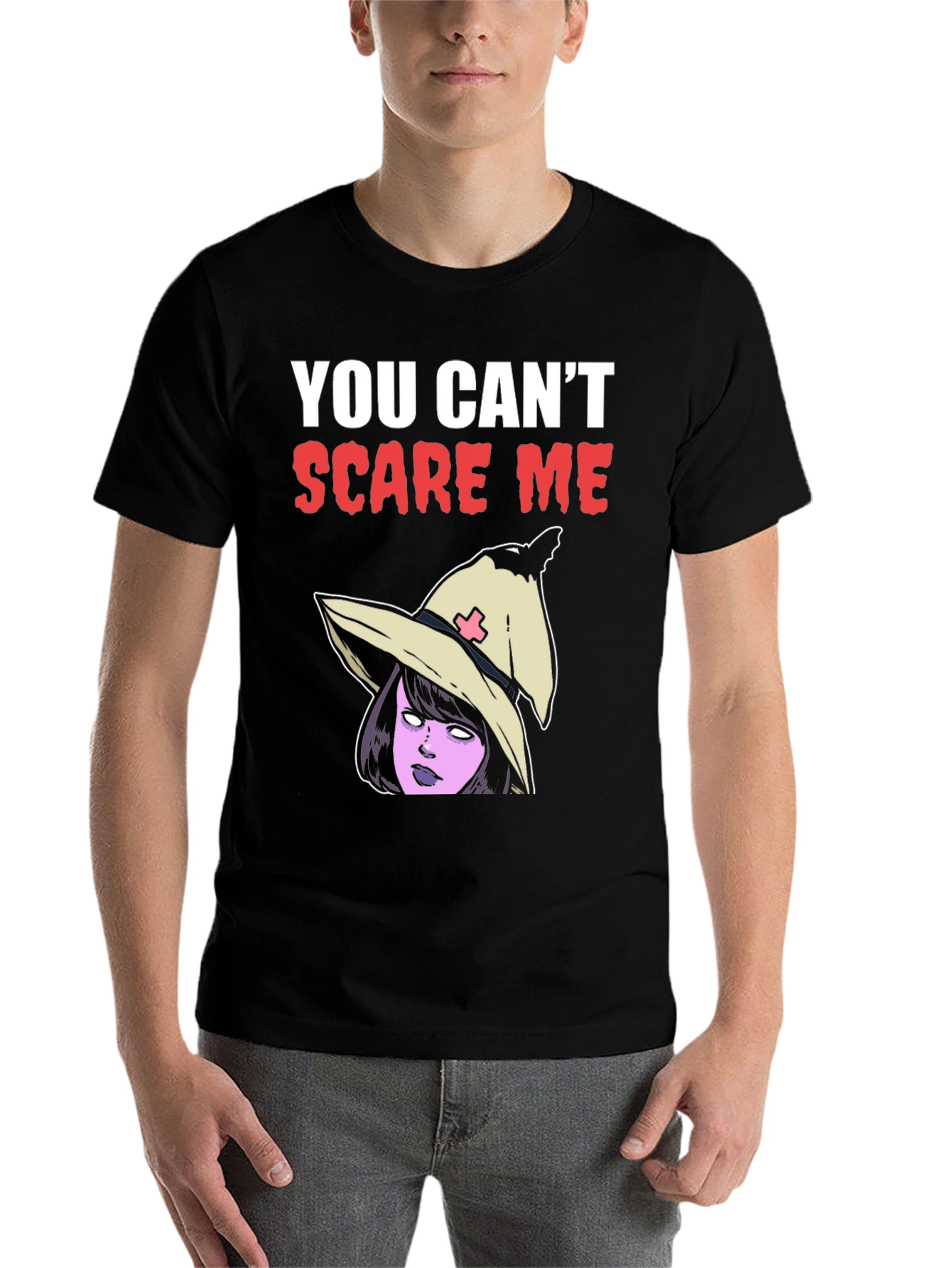 You Cant Scare Me T-Shirt - Halloween Witch Graphic Tee