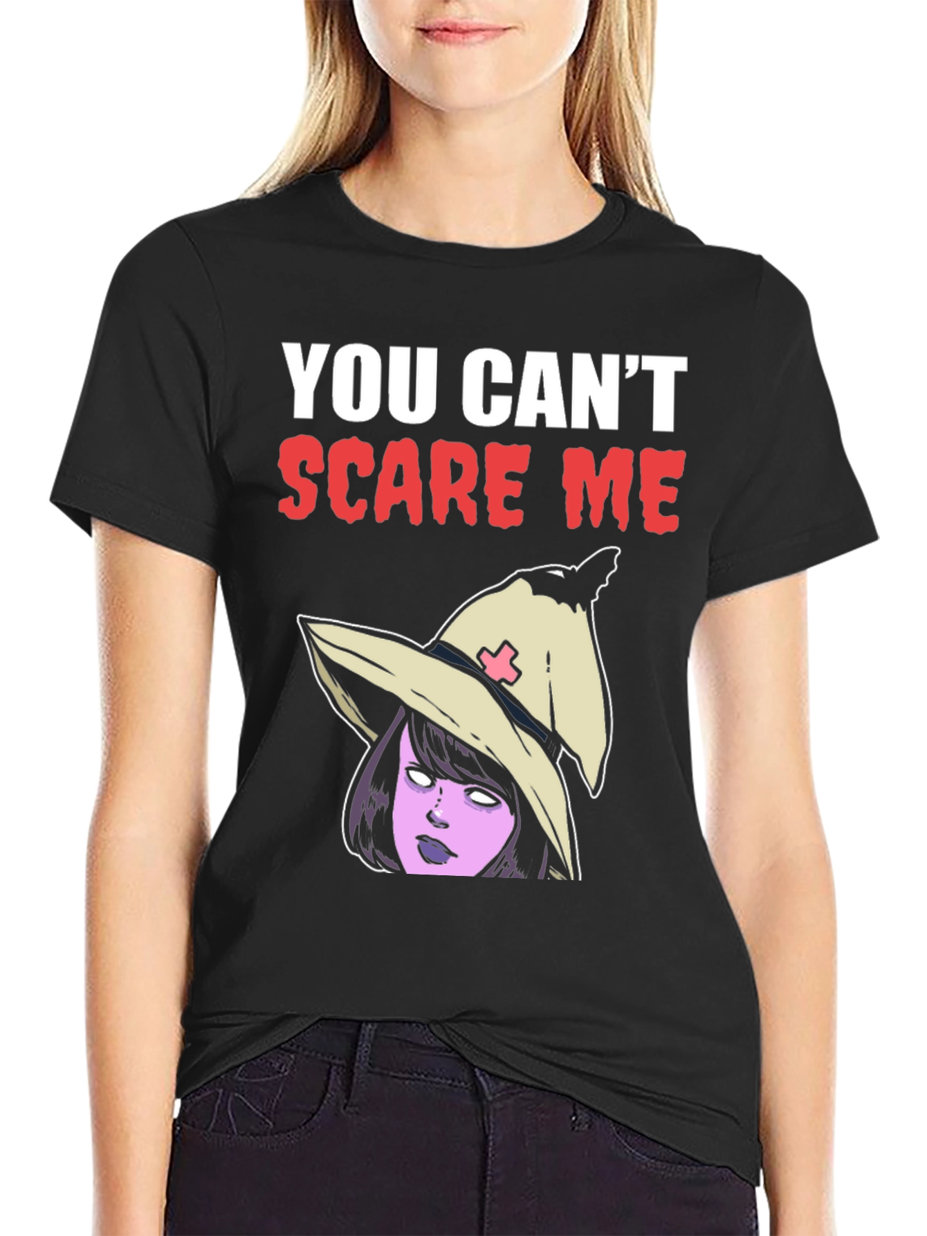 You Cant Scare Me T-Shirt - Halloween Witch Graphic Tee