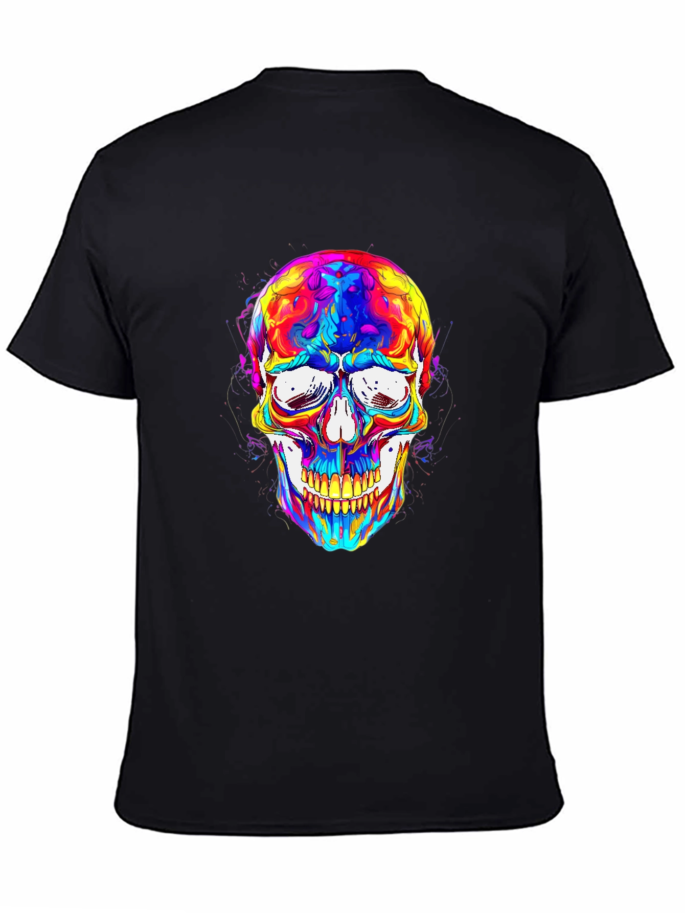 Colorful Skull Graphic Tee - Mens Black T-Shirt