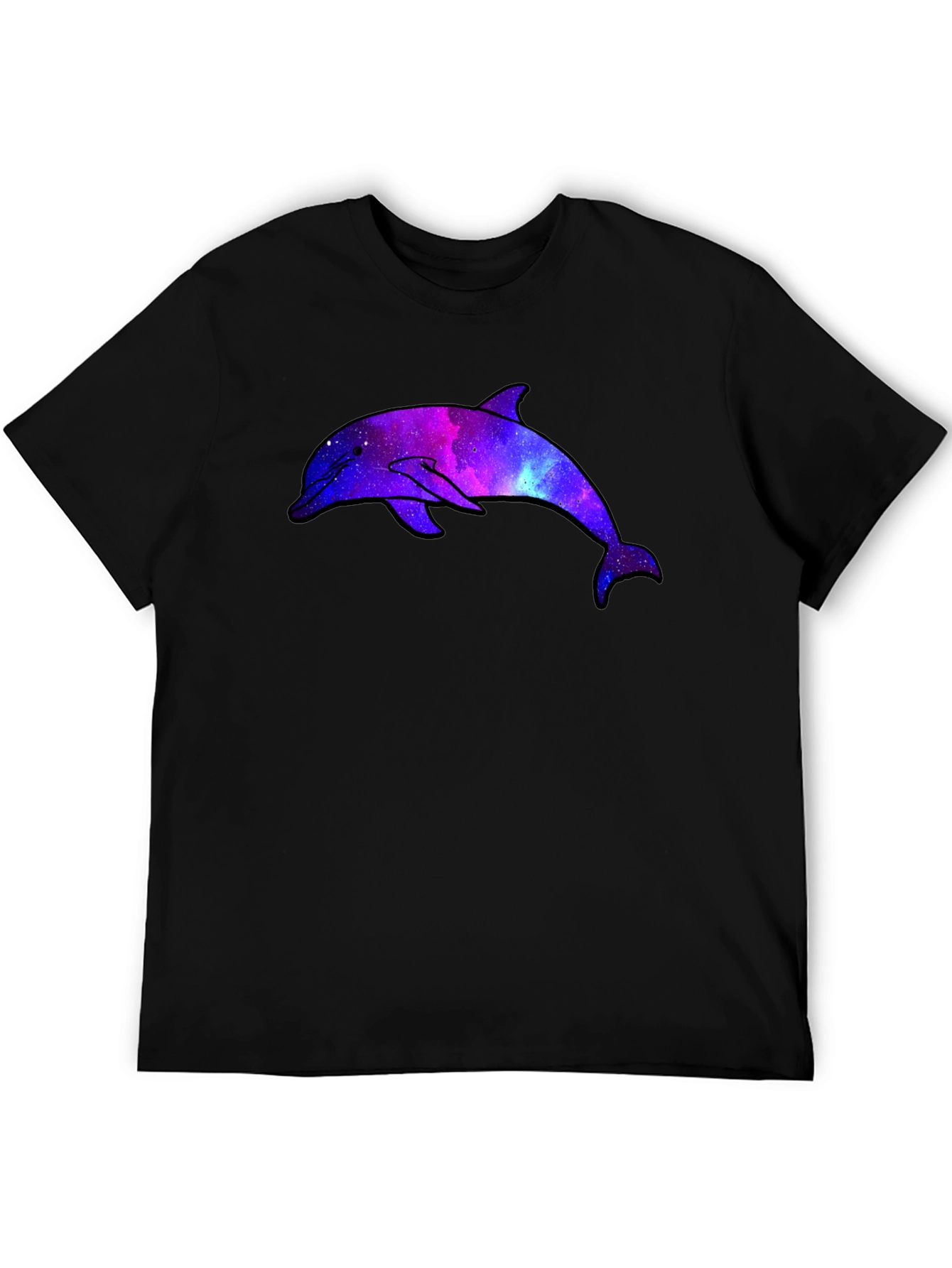 Galaxy Dolphin Graphic Black T-Shirt