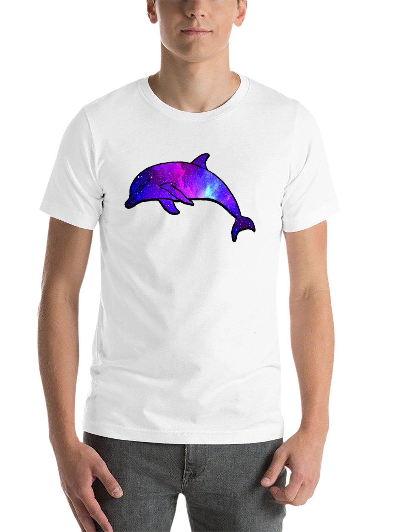 Galaxy Dolphin Graphic Black T-Shirt