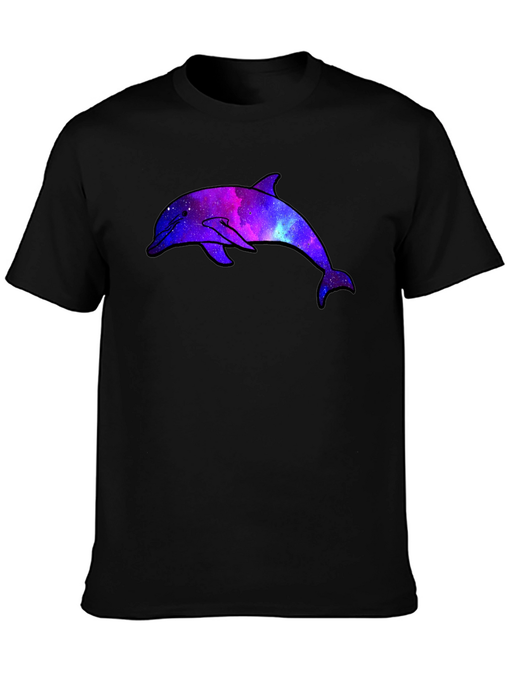 Galaxy Dolphin Graphic Black T-Shirt