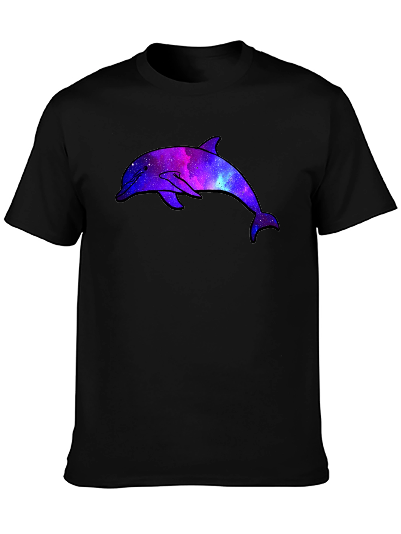 Galaxy Dolphin Graphic Black T-Shirt