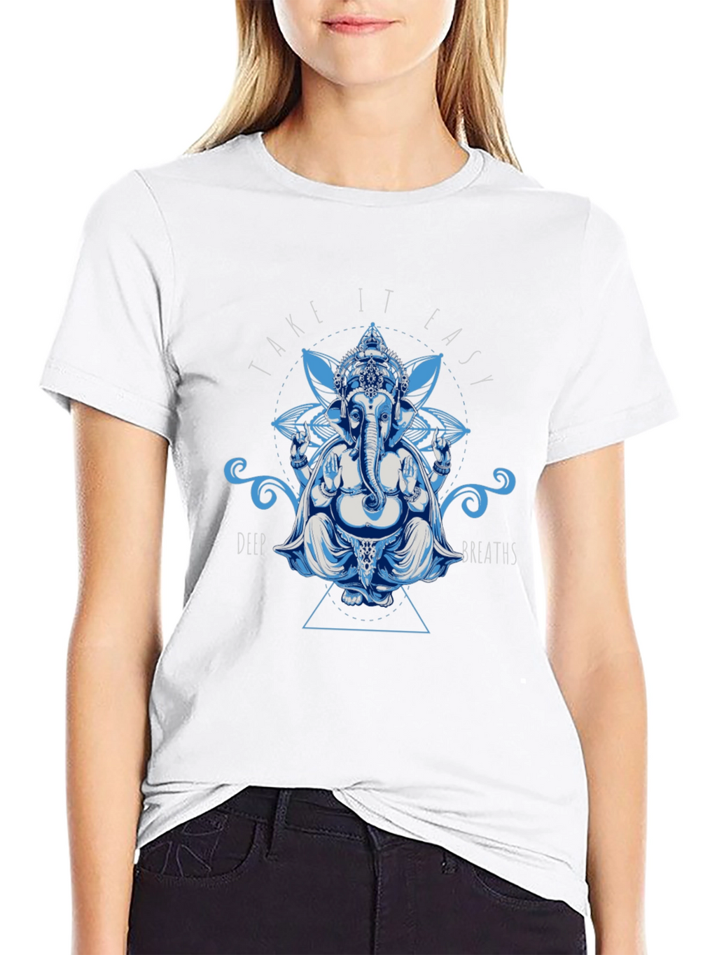 Ganesh Take It Easy Graphic Print Black T-Shirt