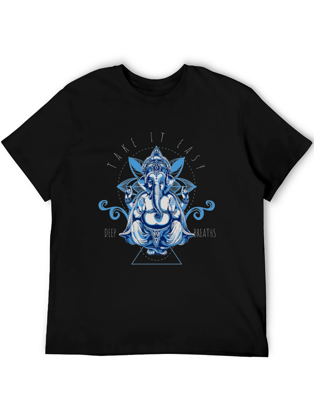 Ganesh Take It Easy Graphic Print Black T-Shirt