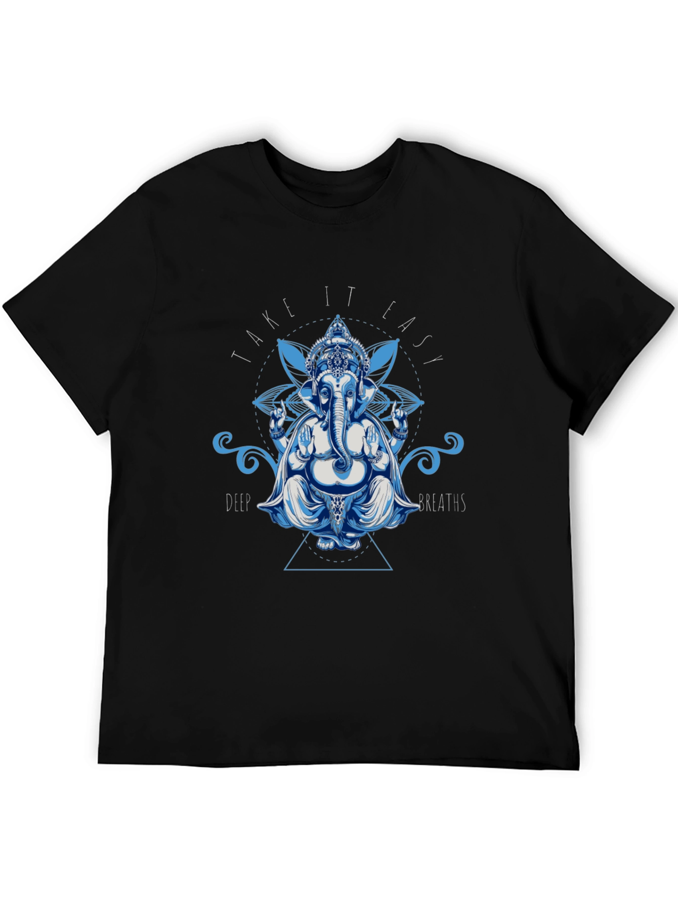 Ganesh Take It Easy Graphic Print Black T-Shirt
