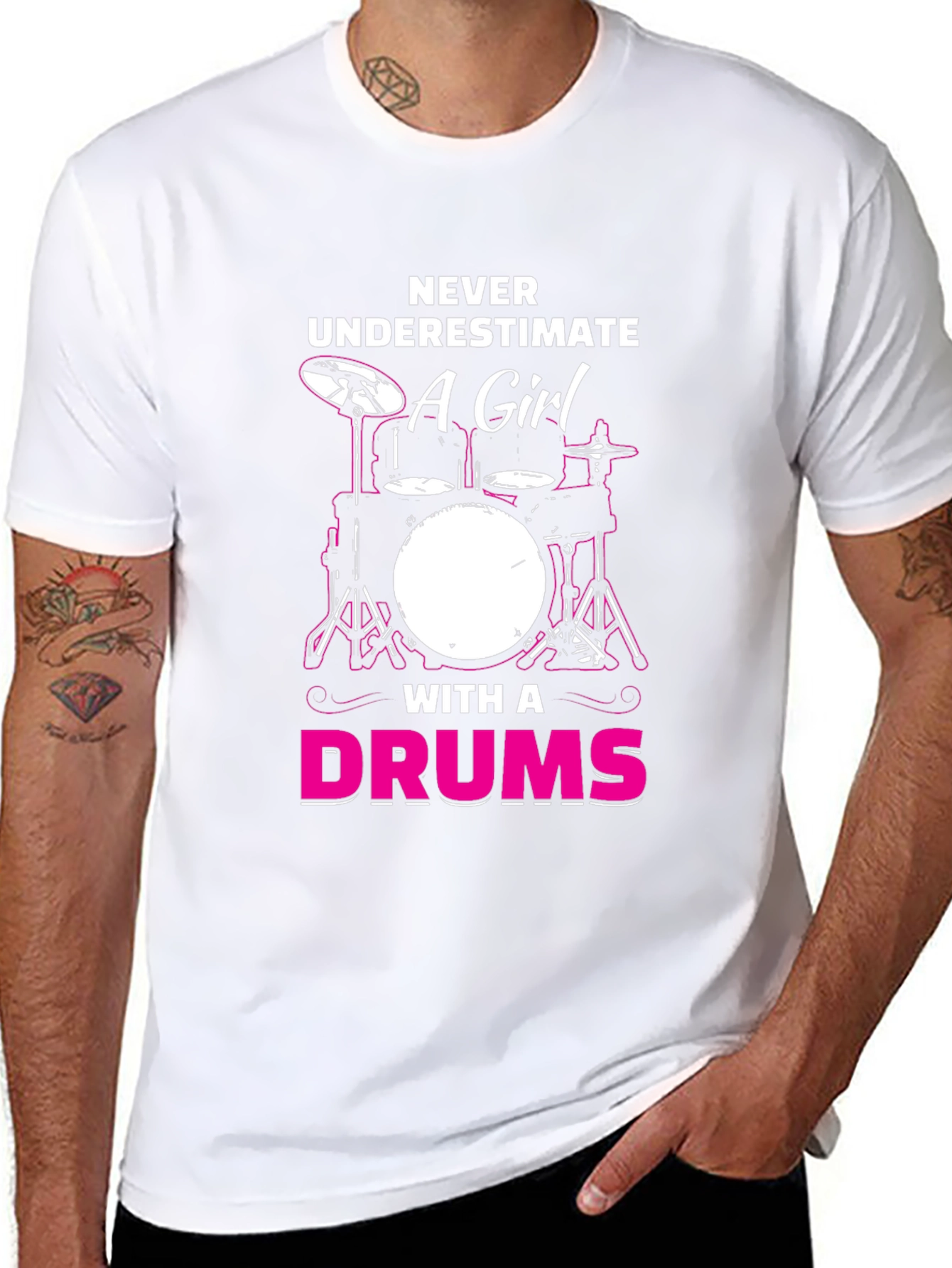 Never Underestimate a Girl with a Drums T-Shirt