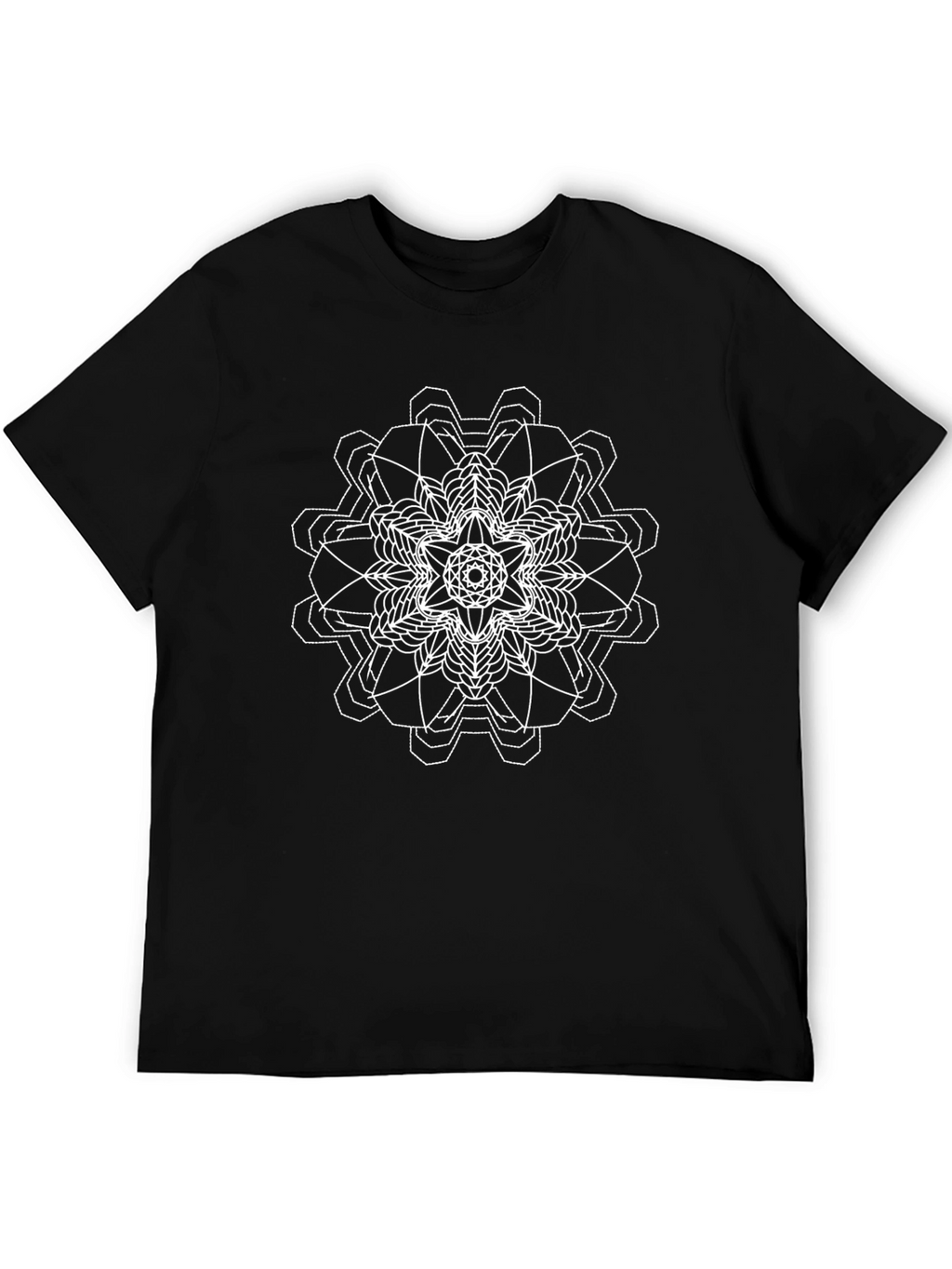Geometric Mandala Graphic Tee - Black Cotton Comfort