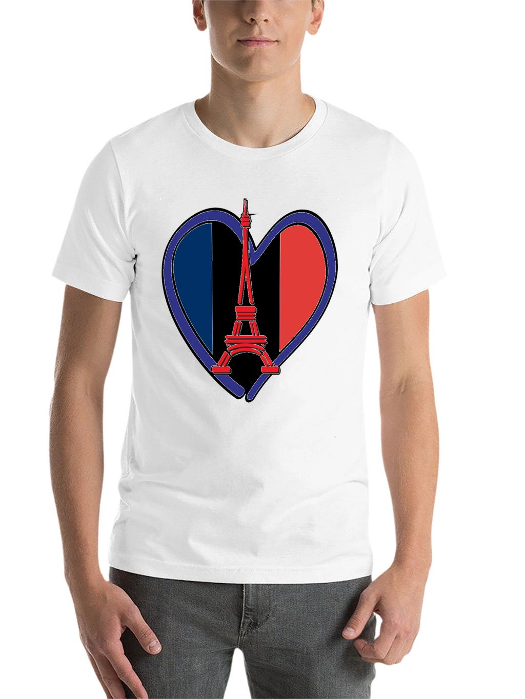 Eiffel Tower France Flag Heart T-Shirt