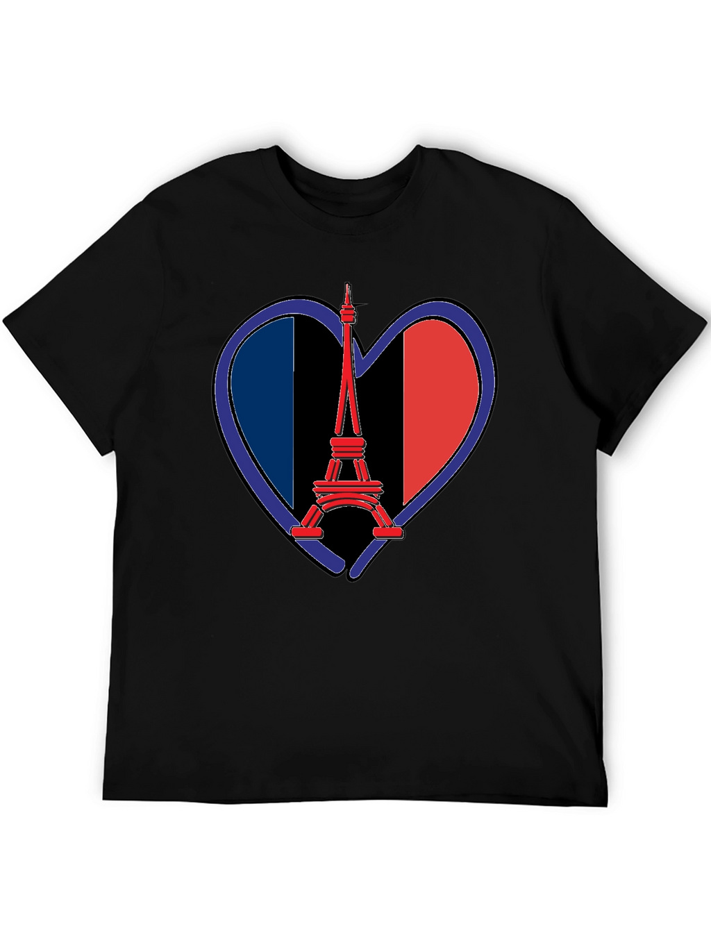 Eiffel Tower France Flag Heart T-Shirt